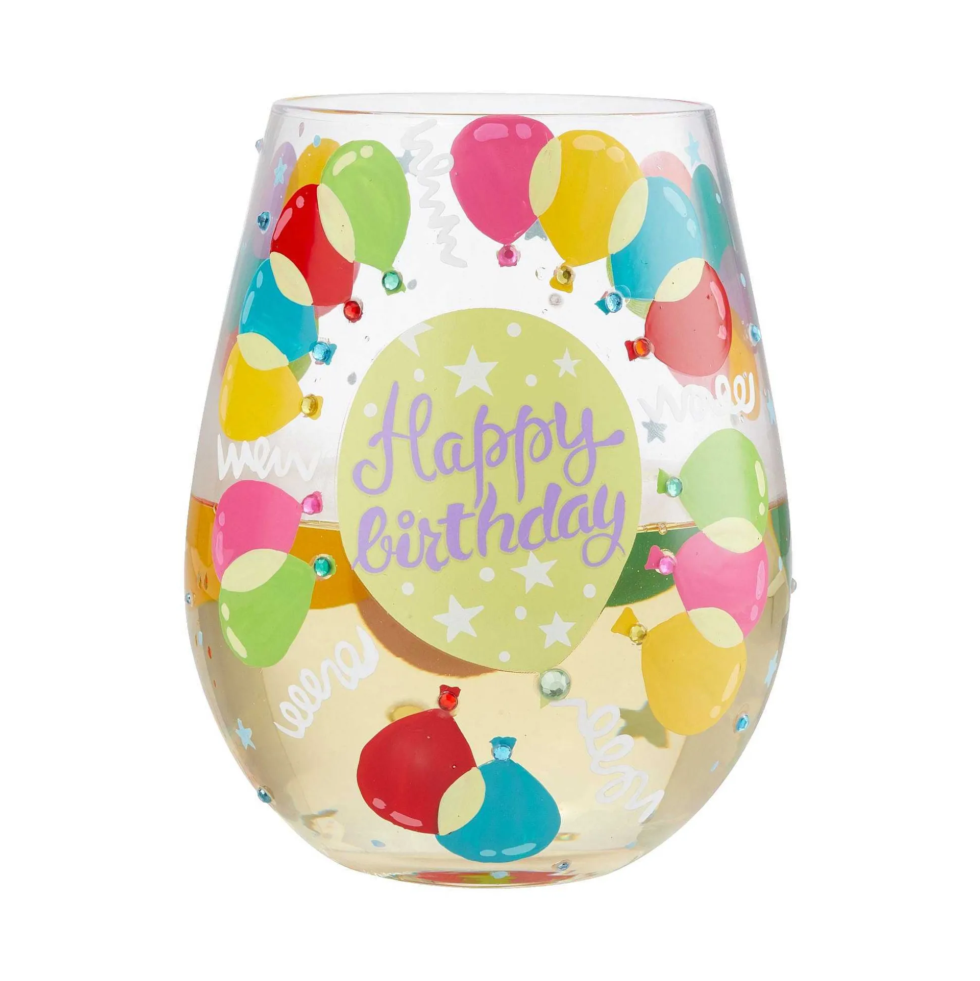 Balloons Stemless Wine Glass
