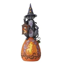 Black Cat/Lited Pumpkin Statue