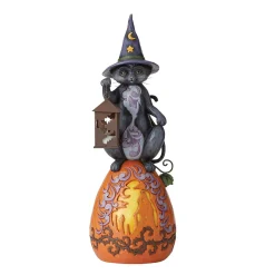 Black Cat/Lited Pumpkin Statue