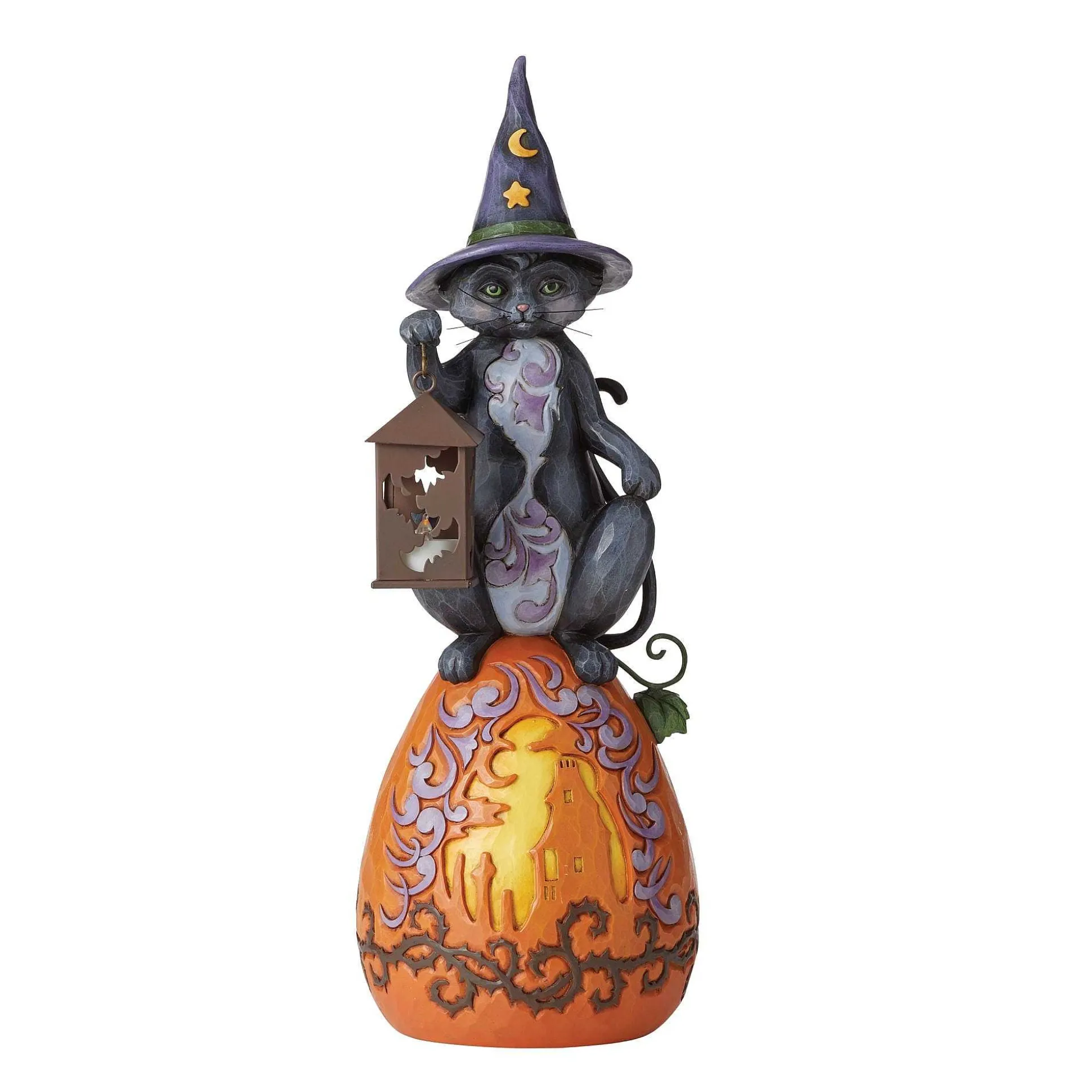 Black Cat/Lited Pumpkin Statue
