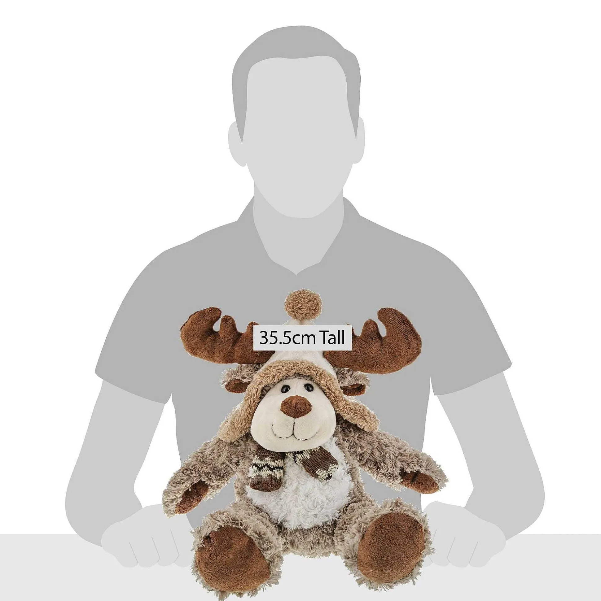 Brown Moose With Hat Scarf