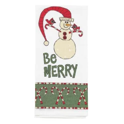 Candycanes Snowman Tea Towel