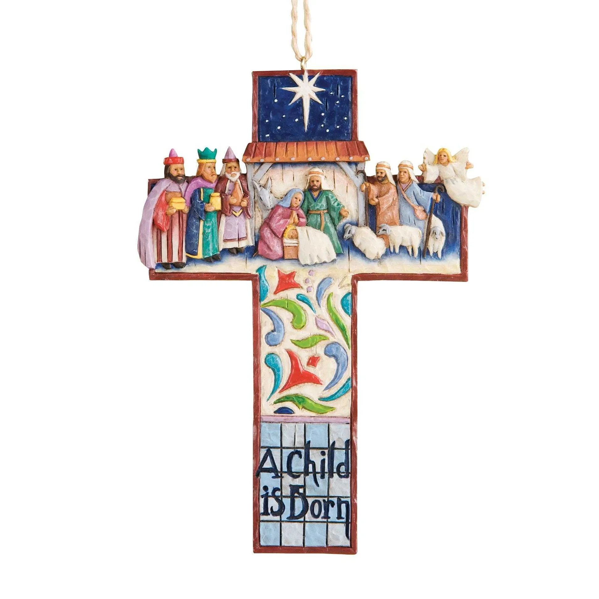 Cross Nativity Scene Ornament