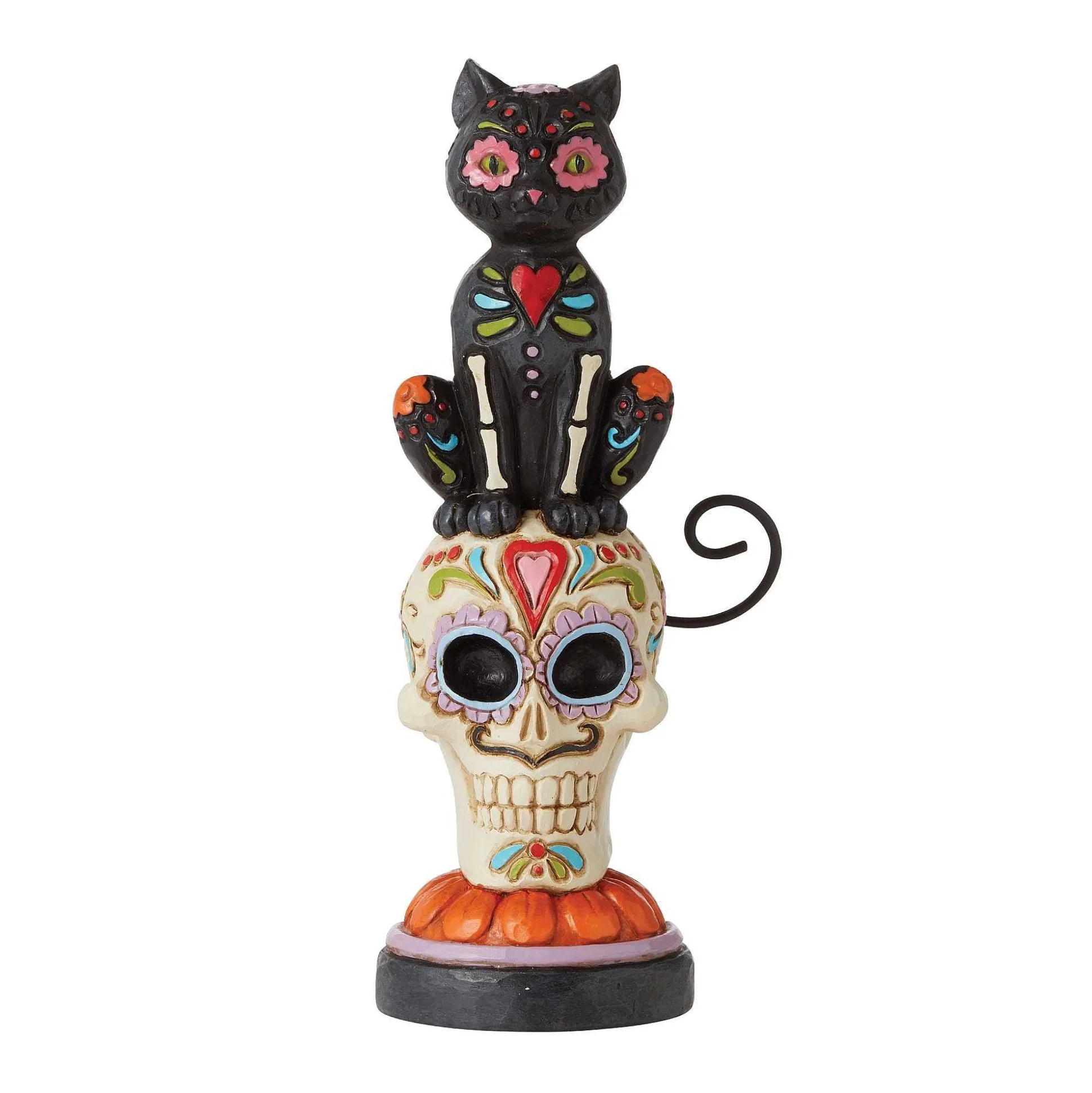 Day Of Dead Black Cat On Skull