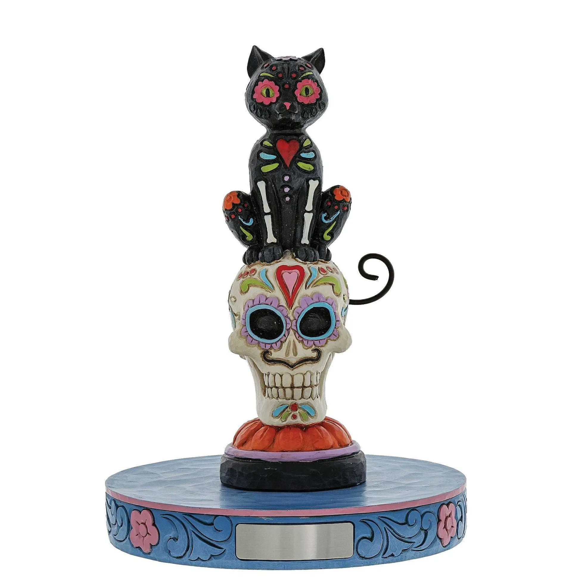 Day Of Dead Black Cat On Skull