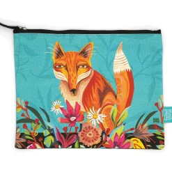 Fox & Flowers Zip Pouch (Med)