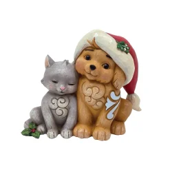 Kitten With Puppy In Santa Hat