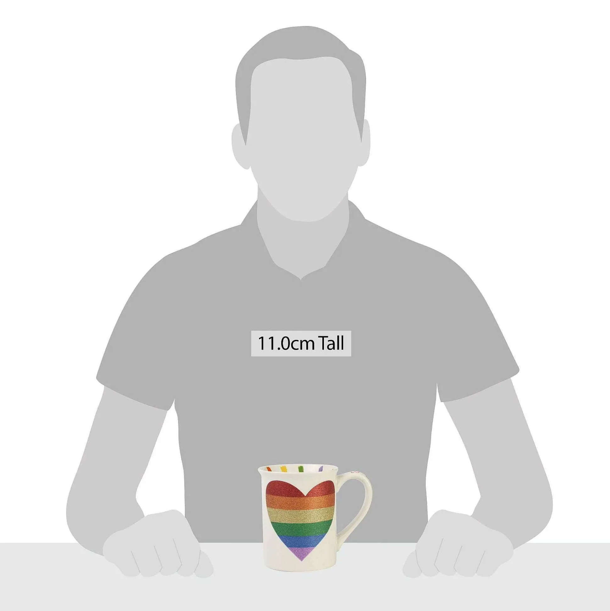 Rainbow Glitter Heart Mug