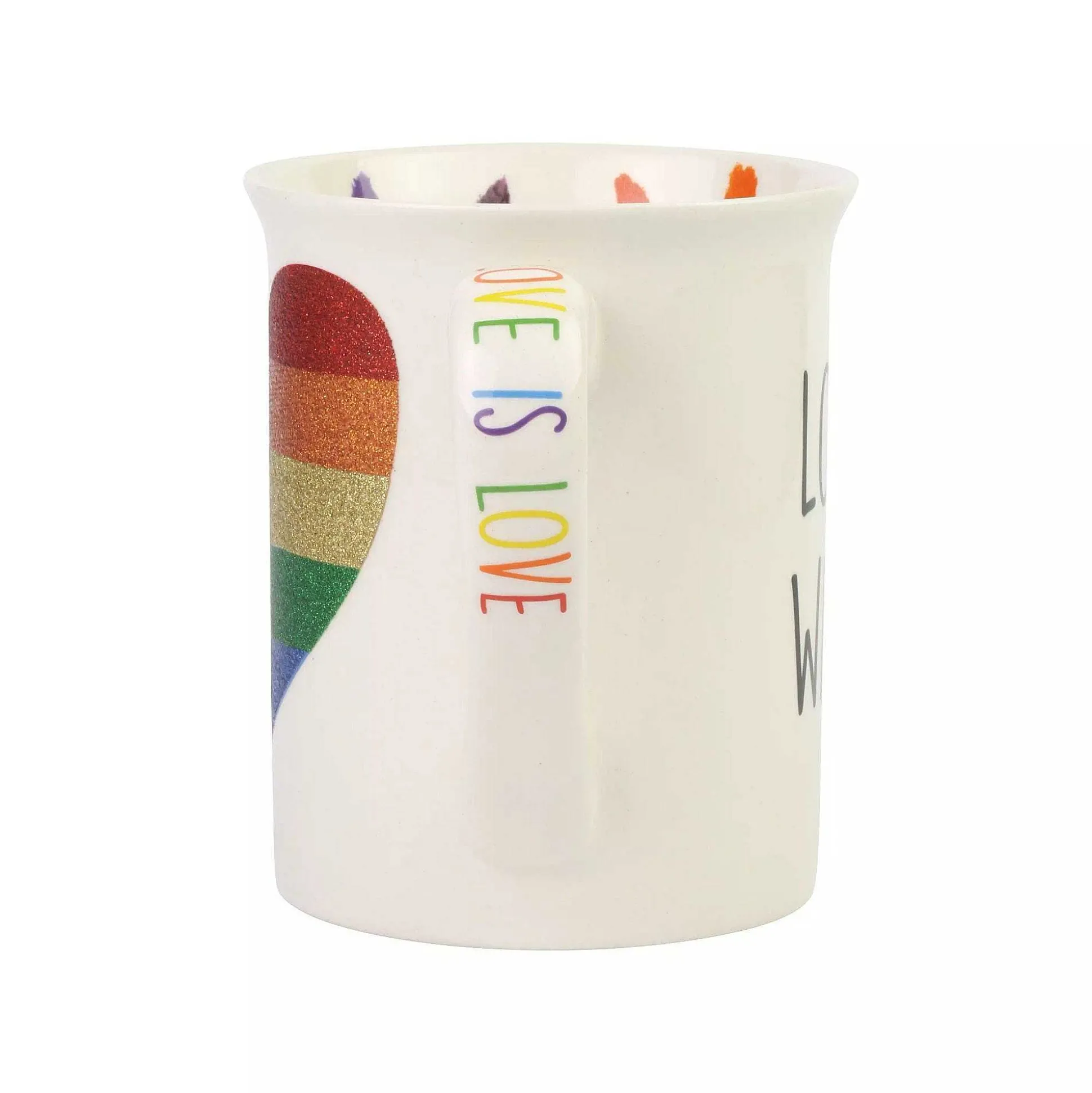 Rainbow Glitter Heart Mug