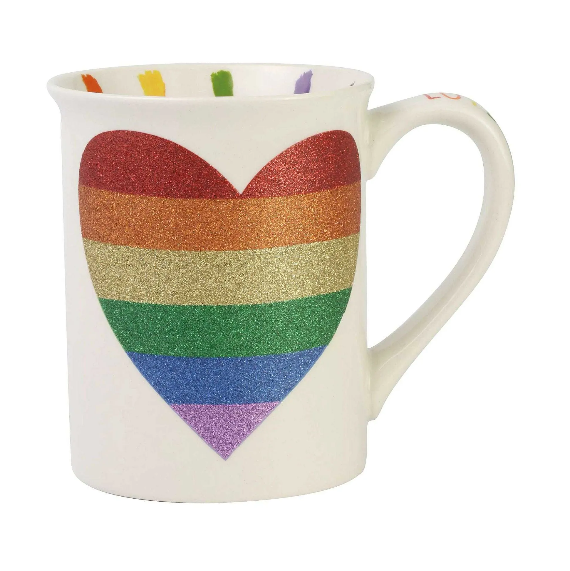 Rainbow Glitter Heart Mug