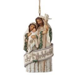 White Woodland Holy Family Orn
