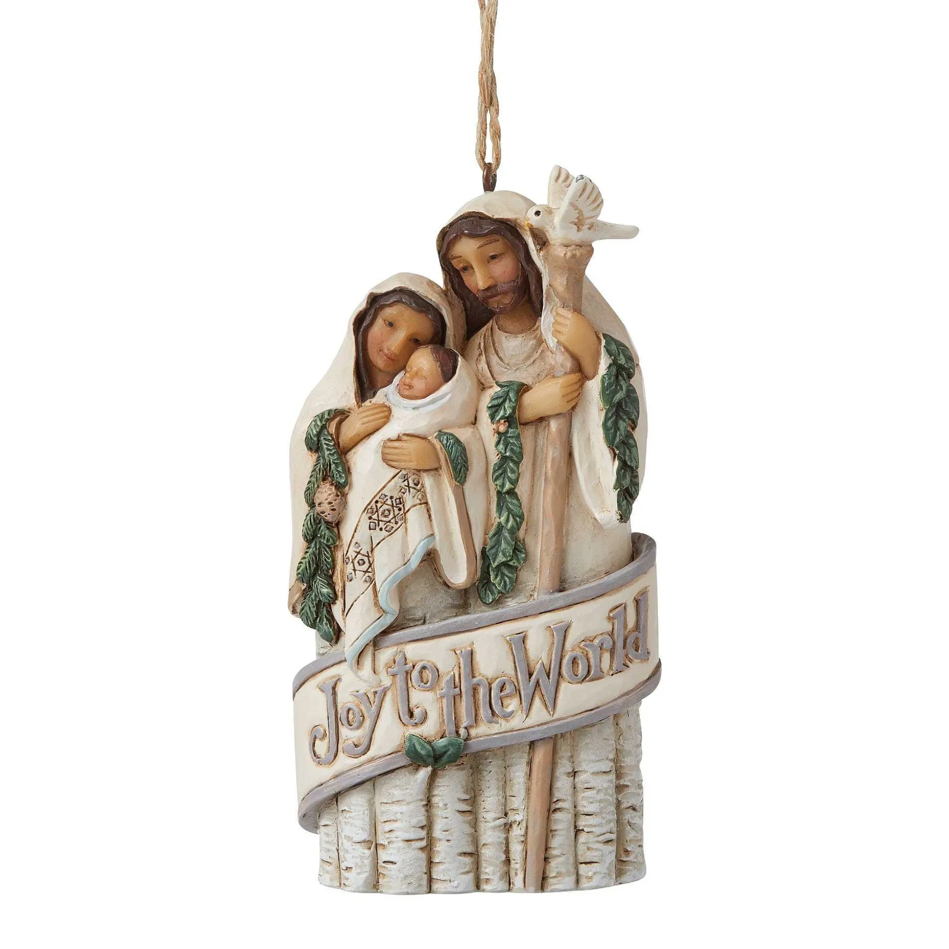 White Woodland Holy Family Orn